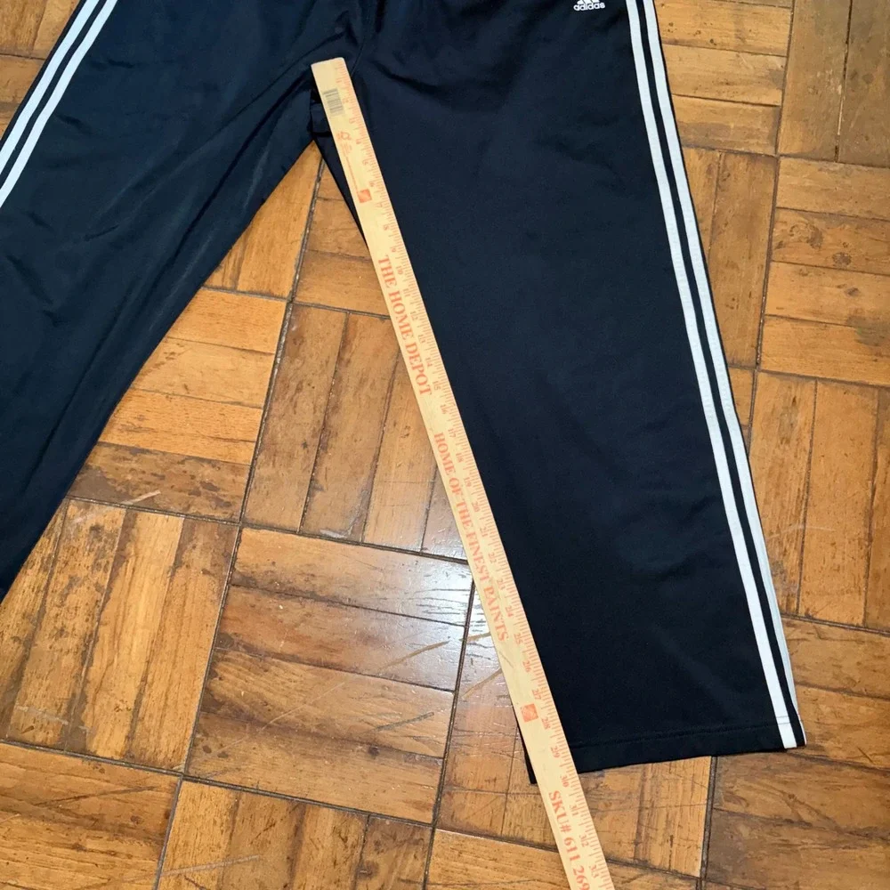 Vintage Adidas Track Pants Mens Large Black Tear Away Athletic Gym Y2K Wide Leg